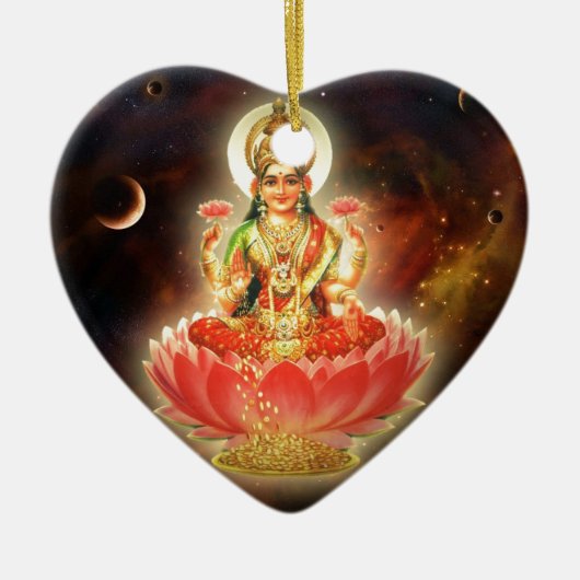 Maa Maha Lakshmi Devi Laxmi Goddess of Wealth Keramisch Ornament (Voorkant)