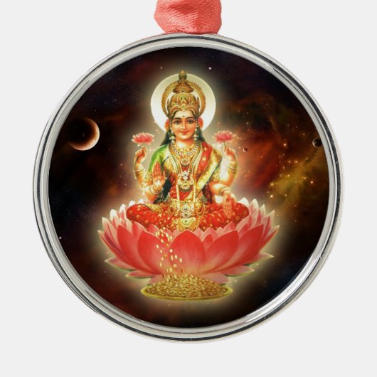 MAA MAHALAXMI DEVI INDIAN GODDESS OF WEALTH/FORTU METALEN ORNAMENT (Voorkant)