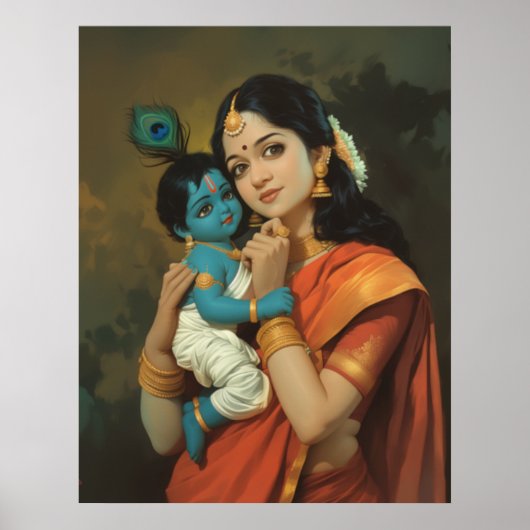 Maa Yashoda en het kleine Krishna Poster (Voorkant)