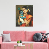 Maa Yashoda en Little Krishna Canvas Muurkunst Afdruk (Insitu (Woonkamer))