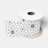 Maacah001 B&W abstracte doodle Satijnen Lint (Spoel)