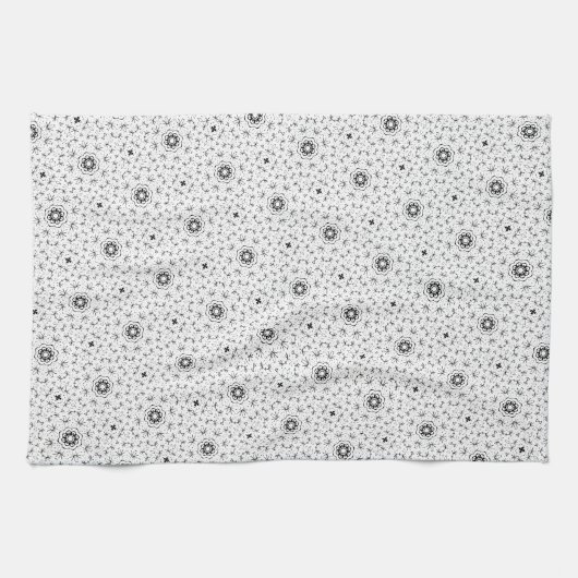 Maacah001 B&W abstracte doodle Theedoek (Horizontaal)