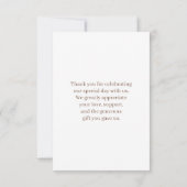 Maag van de gouden loof met een monogram. bruiloft bedankkaart (Achterkant)