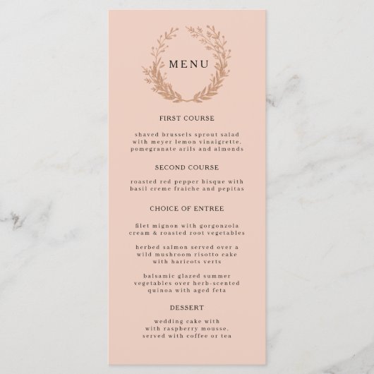 Maag van de gouden loof met een monogram. bruiloft menu (Voorkant)