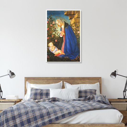 MAAGD AANBIDT SLAPEND CHRISTUSKIND CANVAS AFDRUK (Insitu (Slaapkamer))