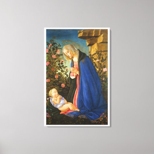 MAAGD AANBIDT SLAPEND CHRISTUSKIND CANVAS AFDRUK (Voorkant)