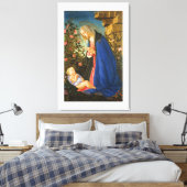 MAAGD AANBIDT SLAPEND CHRISTUSKIND CANVAS AFDRUK (Insitu (Slaapkamer))