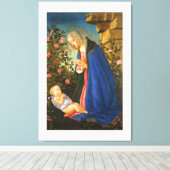 MAAGD AANBIDT SLAPEND CHRISTUSKIND CANVAS AFDRUK (Insitu (Houten vloer))