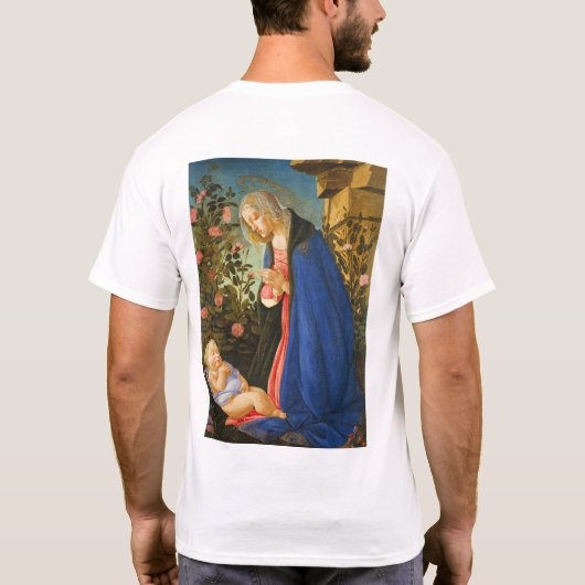 MAAGD AANBIDT SLAPEND CHRISTUSKIND T-SHIRT (Achterkant)