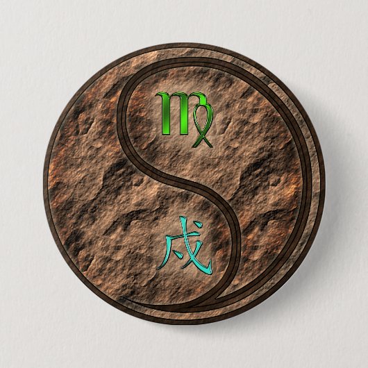 Maagd & Aard Hond Ronde Button 7,6 Cm (Voorkant)
