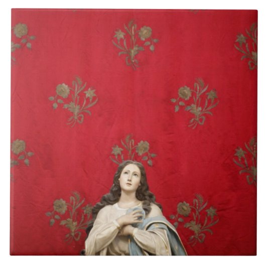 Maagd beeld in een Spaccanapoli-kerk, Napels Tegeltje (Voorkant)