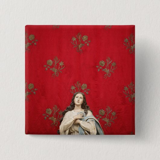 Maagd beeld in een Spaccanapoli-kerk, Napels Vierkante Button 5,1 Cm (Voorkant)