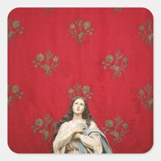 Maagd beeld in een Spaccanapoli-kerk, Napels Vierkante Sticker (Voorkant)