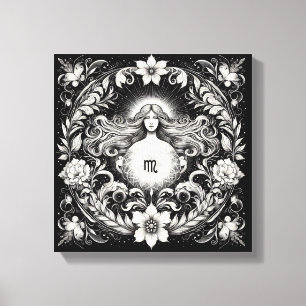 Maagd Botanische Godin Ets Wand Decor Canvas Afdruk