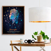 Maagd Constellatie Zodiac Waterverf Sterren Galaxy Poster