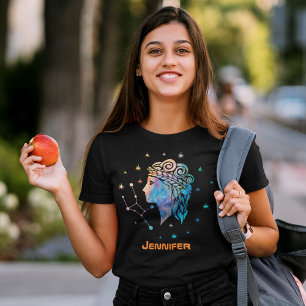 Maagd Constellatie Zodiac Waterverf Sterren Galaxy T-shirt