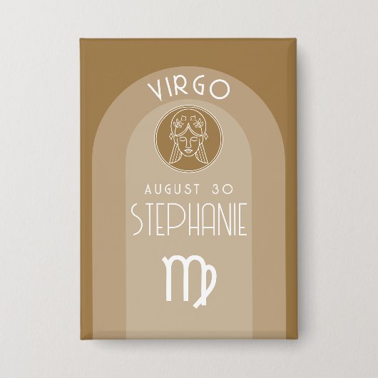 Maagd Custom Verjaardag Zodiac - Modern Design Button (Voorkant)