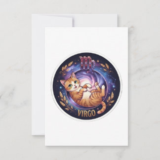 Maagd Cute Kat Zodiac Astrologisch Teken Ruimte Bedankkaart