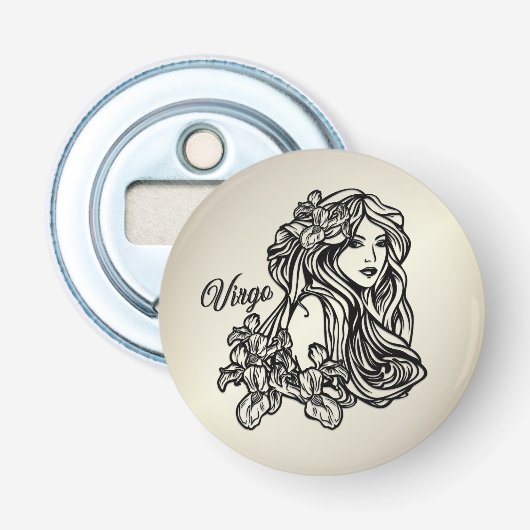 Maagd De Maagd Zodiac Button Flesopener (Voorkant)