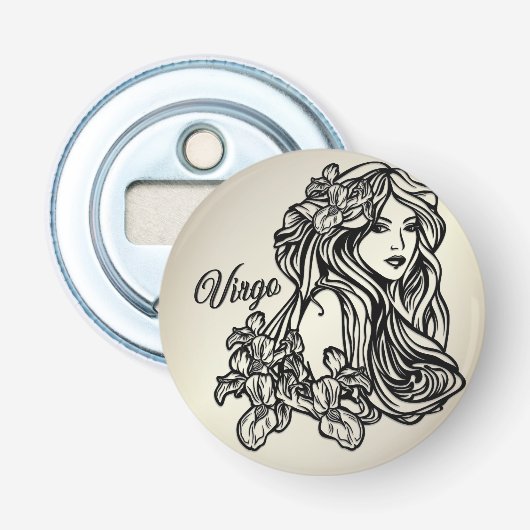 Maagd De Maagd Zodiac Button Flesopener (Voorkant)