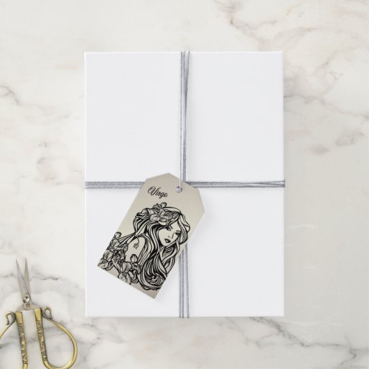 Maagd De Maagd Zodiac Gouden Cadeaulabel (Met Touw)