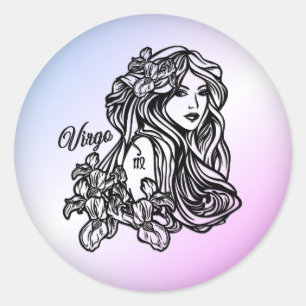 Maagd De Maagd Zodiac Maagdelijk Paars Ronde Sticker
