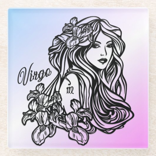 Maagd De Maagd Zodiac Paars Glazen Onderzetter (Voorkant)