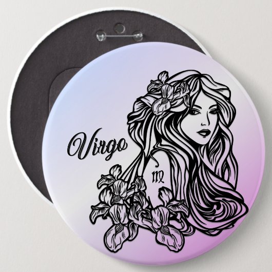 Maagd De Maagd Zodiac Paars Ronde Button 6,0 Cm (Voorkant /achterkant)