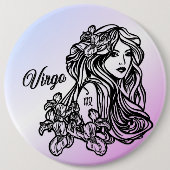 Maagd De Maagd Zodiac Paars Ronde Button 6,0 Cm (Voorkant)