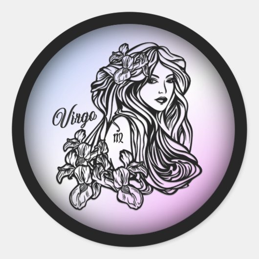 Maagd De Maagd Zodiac Paars Ronde Sticker (Voorkant)
