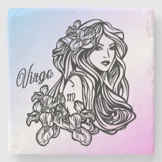 Maagd De Maagd Zodiac Paars Stenen Onderzetter (Voorkant)