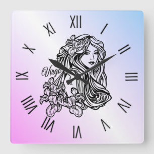 Maagd De Maagd Zodiac Paars Vierkante Klok