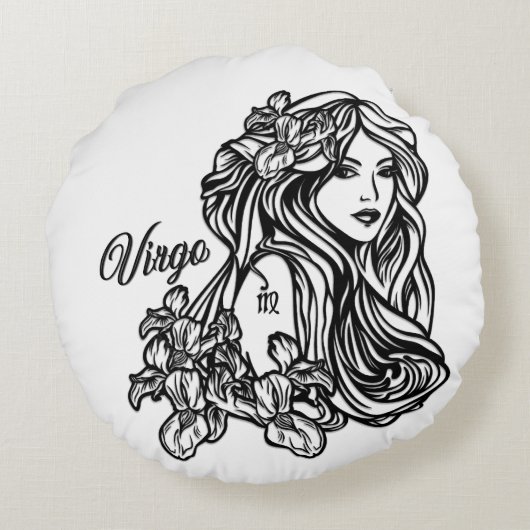 Maagd De Maagd Zodiac Rond Kussen (Achterkant)