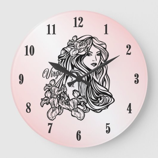 Maagd De Maagd Zodiac Roze Klok (Voorkant)