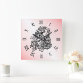Maagd De Maagd Zodiac Roze Vierkante Klok (Huis)
