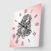 Maagd De Maagd Zodiac Roze Vierkante Klok (Hoek)