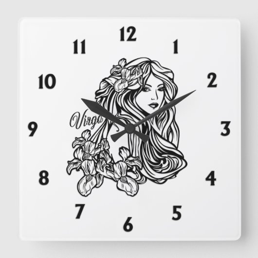 Maagd De Maagd Zodiac Vierkante Klok (Voorkant)