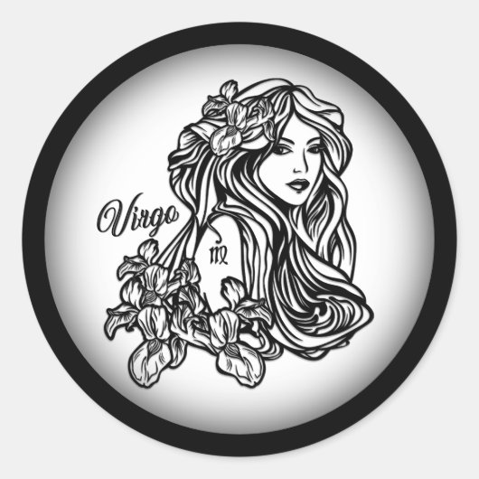 Maagd De Maagd Zodiac Wit Ronde Sticker (Voorkant)