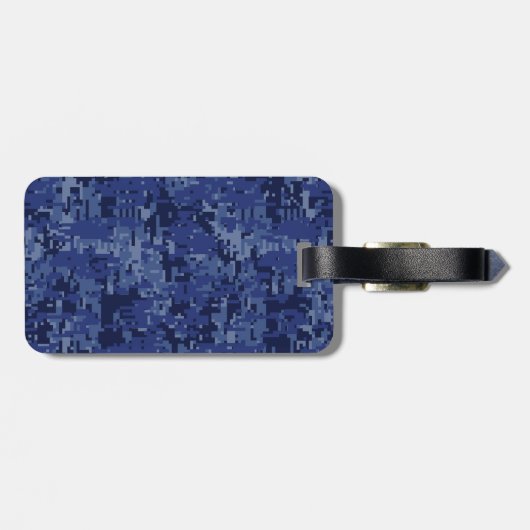 Maagd dierentuin ondertekenen op Blue Digital Camo Bagagelabel (Achterkant horizontaal)