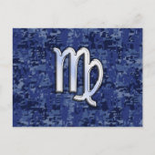 Maagd dierentuin ondertekenen op Blue Digital Camo Briefkaart (Voorkant)