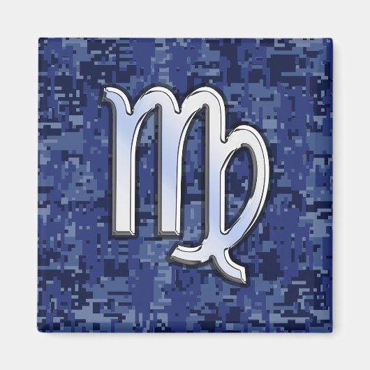 Maagd dierentuin ondertekenen op Blue Digital Camo Magneet (Voorkant)