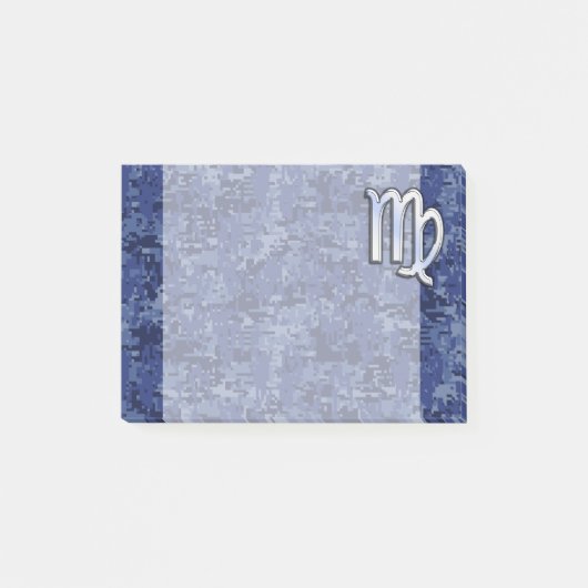 Maagd dierentuin ondertekenen op Blue Digital Camo Post-it® Notes (Voorkant)