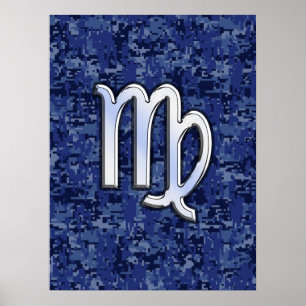 Maagd dierentuin ondertekenen op Blue Digital Camo Poster