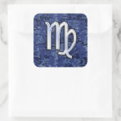 Maagd dierentuin ondertekenen op Blue Digital Camo Vierkante Sticker (Tas)