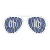 Maagd dierentuin ondertekenen op Navy Blue Digital Aviator Zonnebril (Voorkant)
