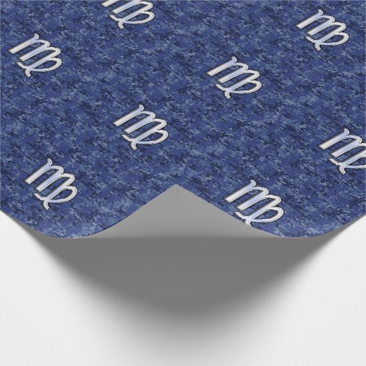 Maagd dierentuin ondertekenen op Navy Blue Digital Cadeaupapier (Hoek)