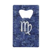 Maagd dierentuin ondertekenen op Navy Blue Digital Creditkaart Flessenopener (Voorkant)