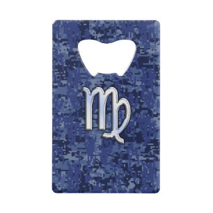 Maagd dierentuin ondertekenen op Navy Blue Digital Creditkaart Flessenopener