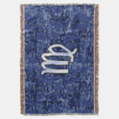 Maagd dierentuin ondertekenen op Navy Blue Digital Deken (Voorkant Verticaal)