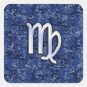 Maagd dierentuin ondertekenen op Navy Blue Digital Vierkante Sticker